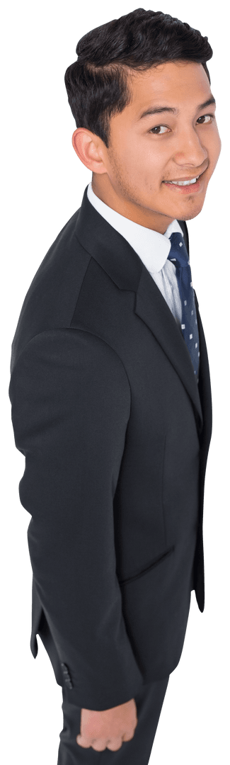 Transparent Smiling Businessman in Suit on Isolated Background