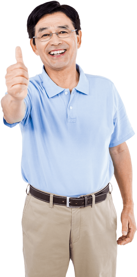 Transparent Background Happy Man with Thumbs Up Gesture