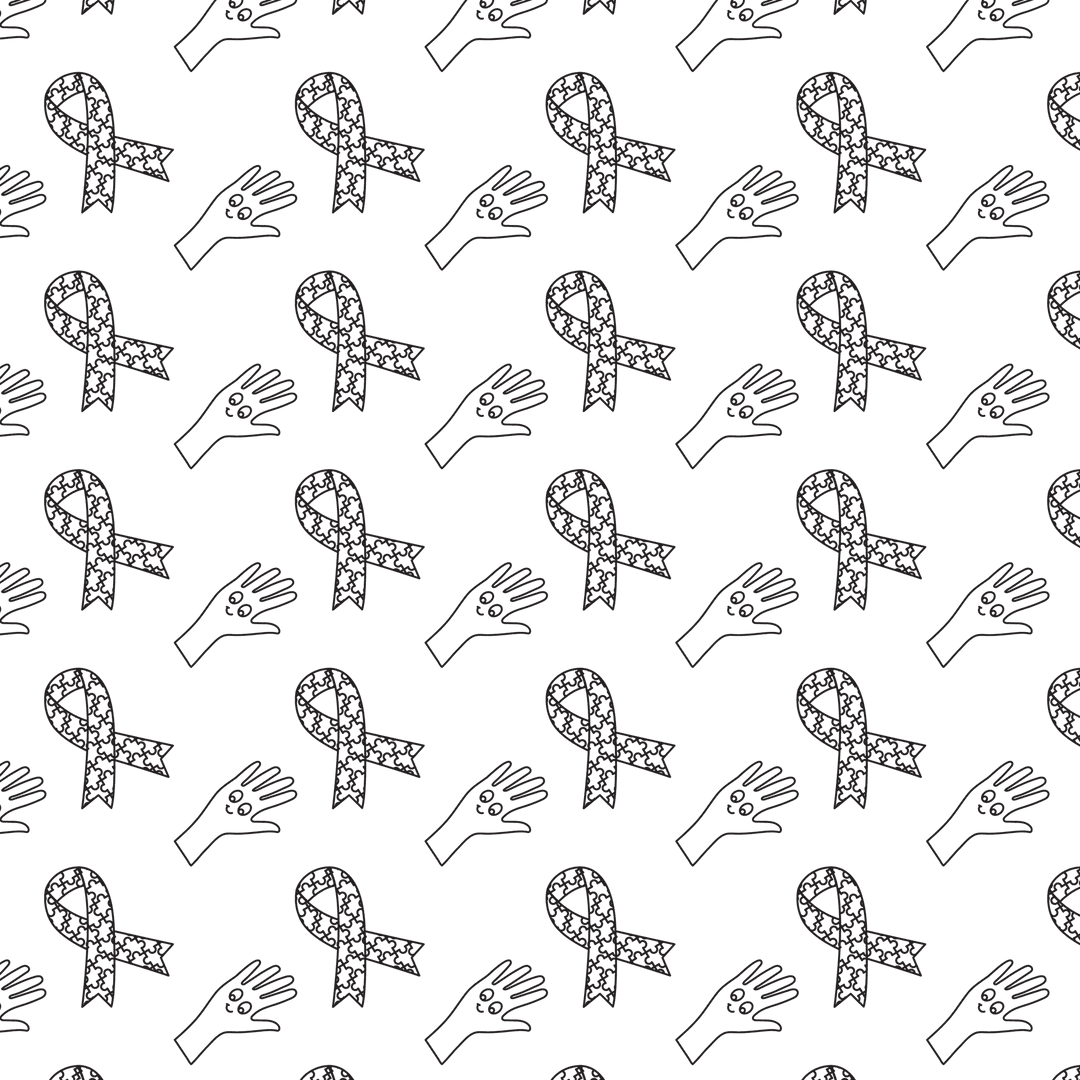 Transparent Background with Puzzle Ribbon and Hands Motifs