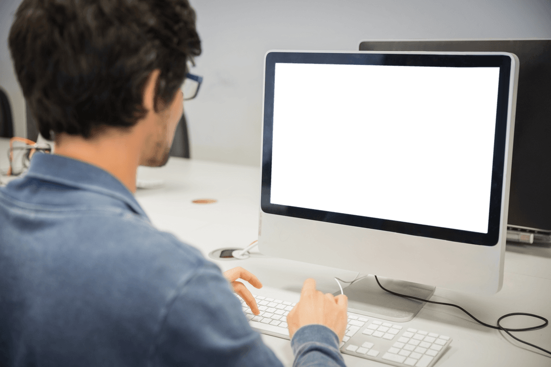 transparent office screen for simulation display added behind desktop - Download Free Stock Images Pikwizard.com