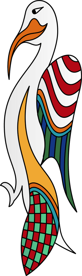 Colorful Heron Illustration with Transparent Background