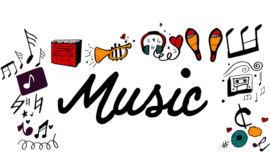 Colorful Music Symbols on Transparent Background Vector