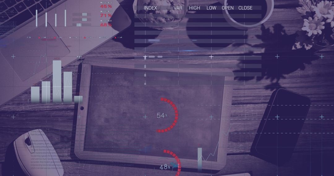 Digital Financial Data Analysis on Desk with Tablet