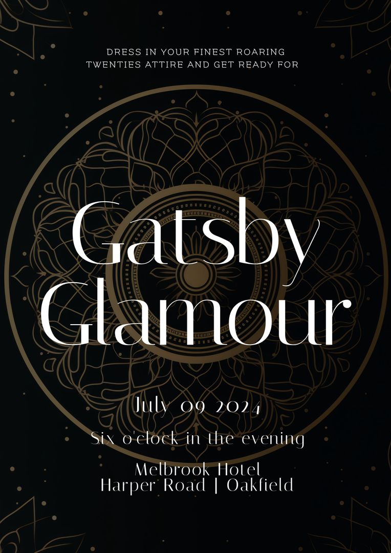 Elegant Gatsby Themed Party Invitation with Art Deco Motif - Download Free Stock Templates Pikwizard.com