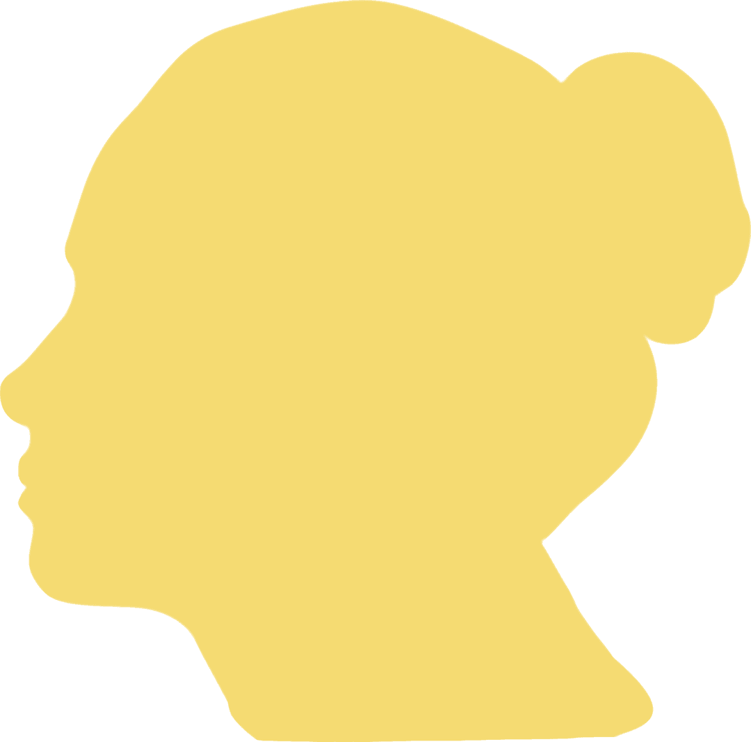 Transparent Yellow Silhouette of Woman's Head, Side Profile