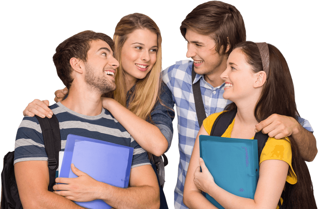 Transparent Background Group of Happy Smiling Students Embracing