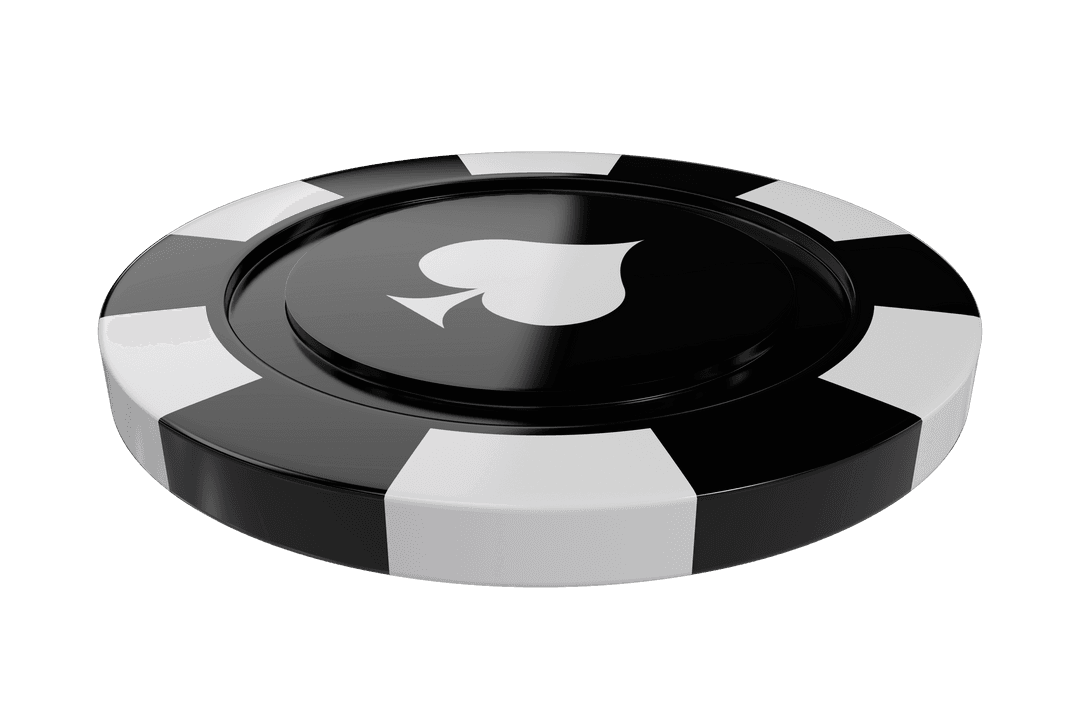 Black Casino Chip with Spades Symbol on Transparent Background