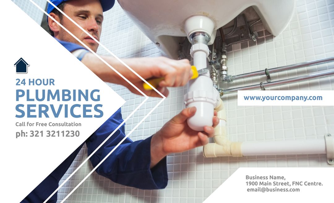 Professional Plumber Offering 24 Hour Plumbing Services - Download Free Stock Templates Pikwizard.com