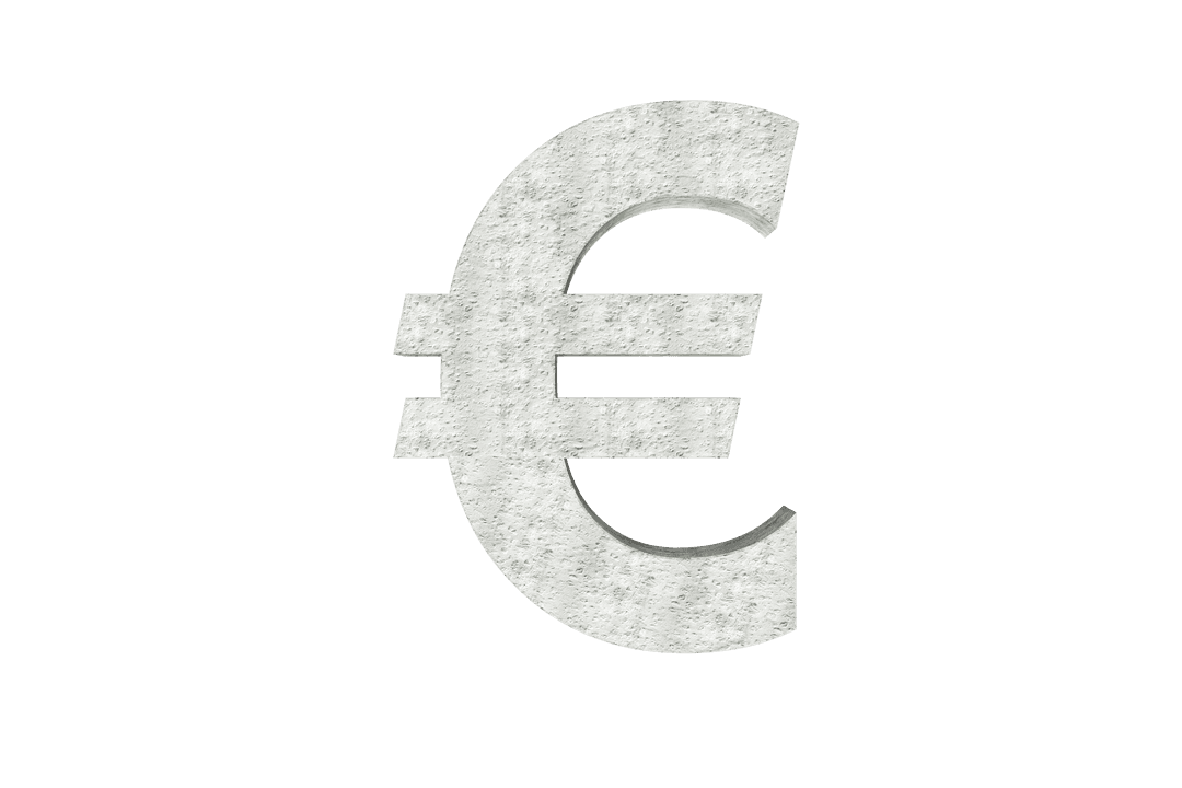 Transparent Gray Stone Effect Euro Currency Symbol Isolated