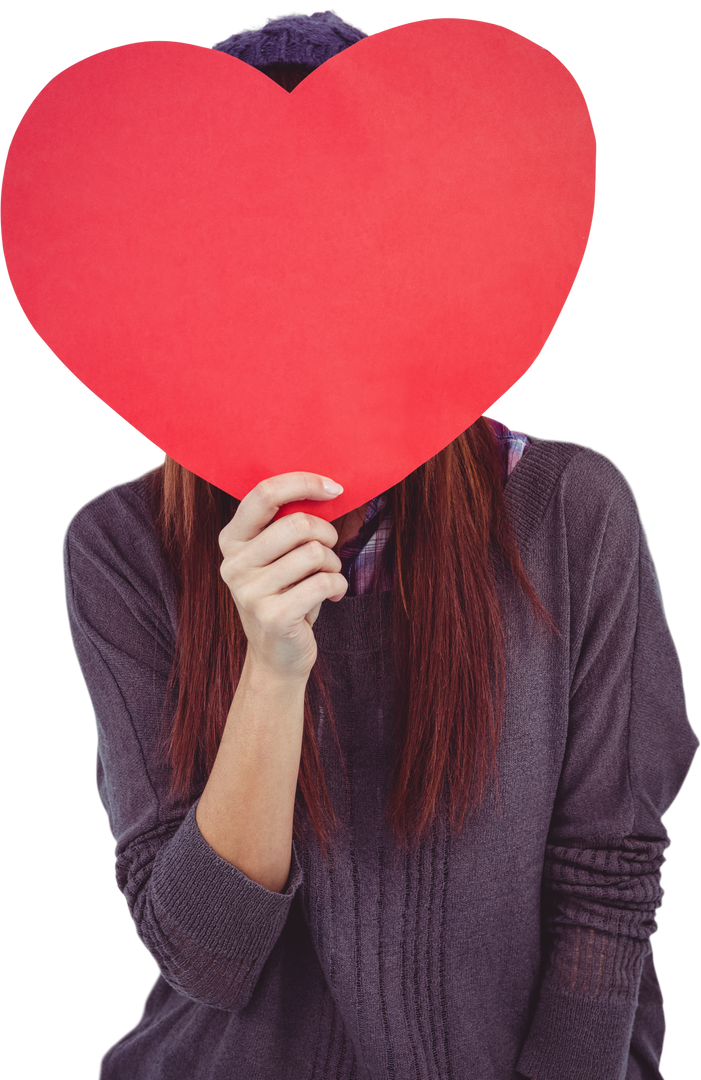 Transparent Masked Hipster Woman Holding Large Red Heart - Download Free Stock Images Pikwizard.com