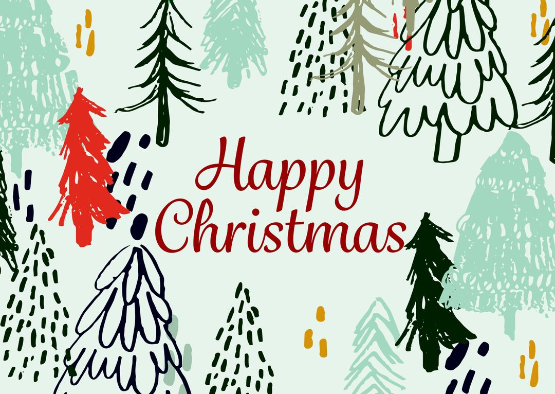 Whimsical Christmas Trees with Cheerful Holiday Greetings