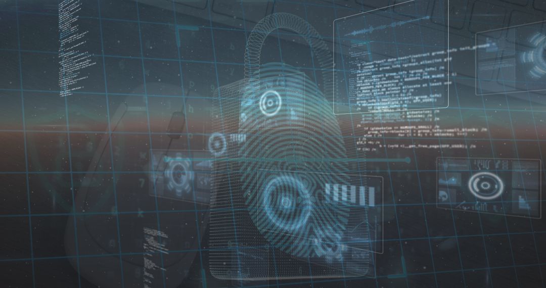 Digital Security Interface with Data Processing Symbols