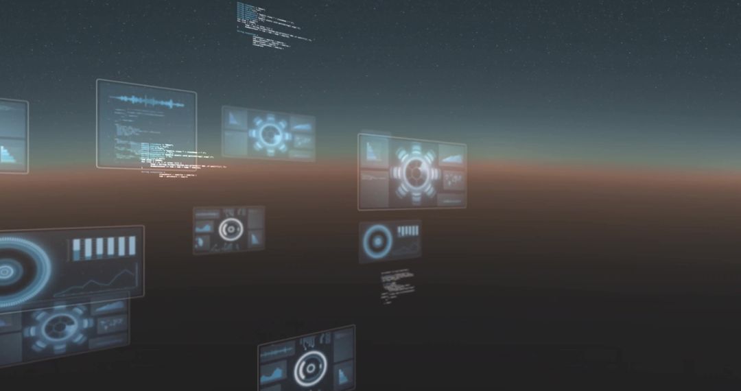 Futuristic Digital Interface with Data Processing Conceptual Elements