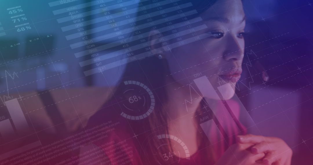 Businesswoman Analyzing Data Projections in Office Environment