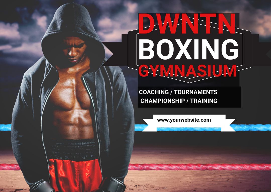 Focused Boxer Promoting Boxing Gym With Determination and Strength - Download Free Stock Templates Pikwizard.com