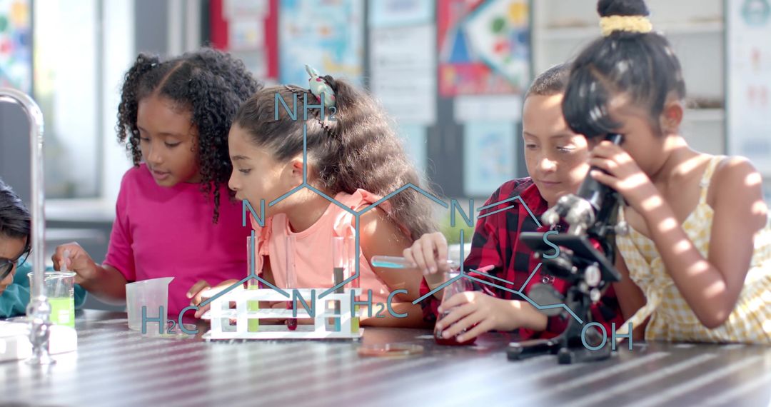 Children Conducting Scientific Experiments in Classroom Environment