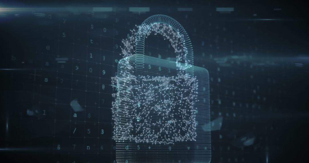 Digital Padlock Representing Cybersecurity in Data Network