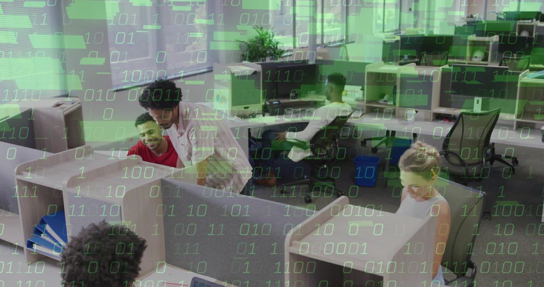 Digital Team Collaboration at Modern Office Workspace