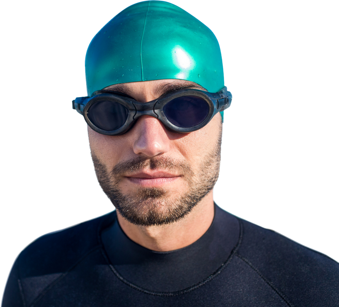 Focused Swimmer with Goggles and Cap on Transparent Background - Download Free Stock Images Pikwizard.com