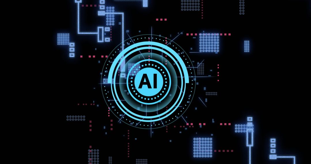 Futuristic AI Data Processing Interface on Black Background