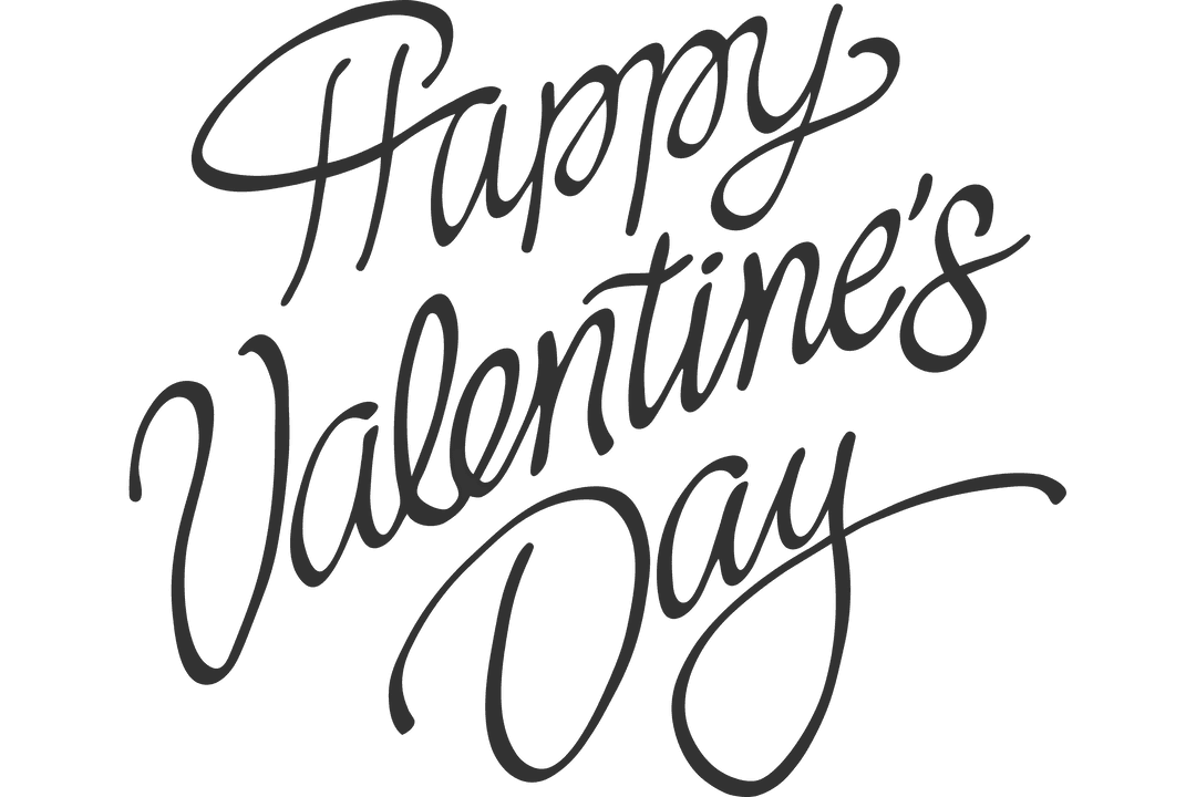 Happy Valentine's Day Calligraphy Text Transparent Background