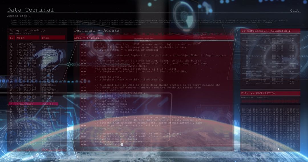 Futuristic Data Interface with Holographic Globe Elements