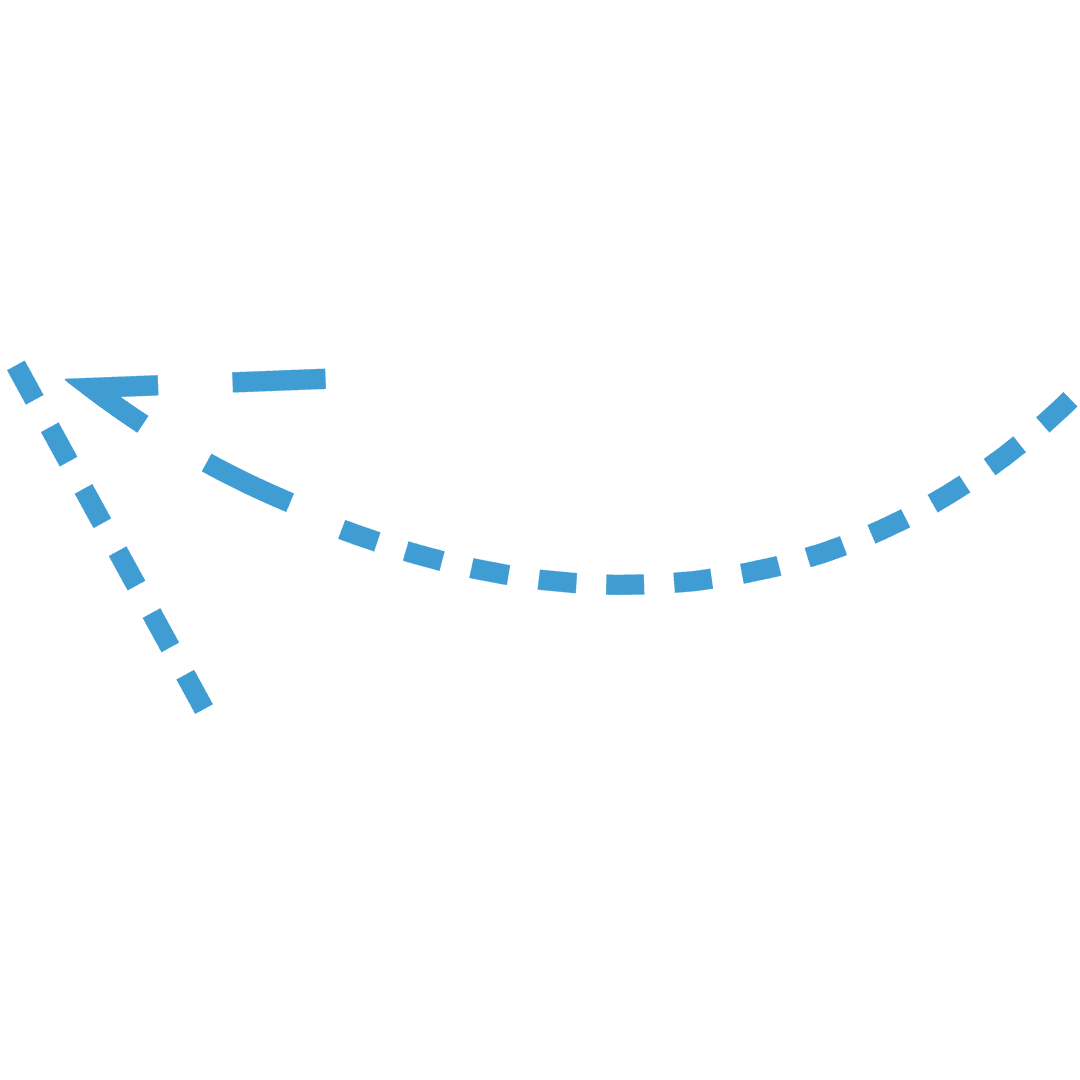 Blue Dashed Arrow on Transparent Background Indicating Direction