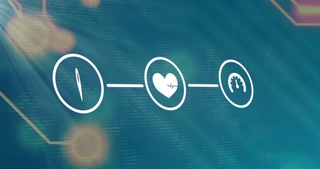 Futuristic Digital Icons on Technological Interface Background