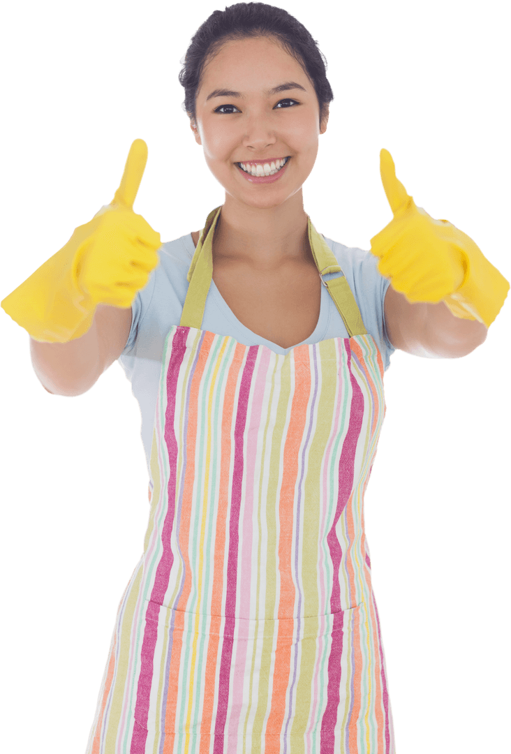 Cheerful Woman Giving Thumbs Up with Transparent Background