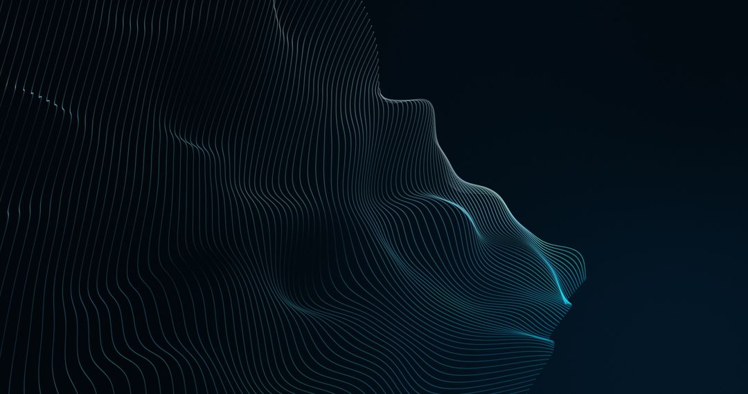Abstract Undulating 3D Topographic Wireframe on Dark Background