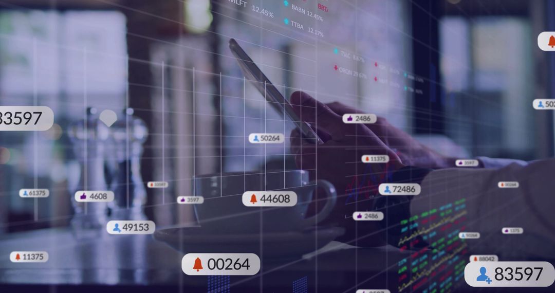 Business Professional Checking Digital Data Over Coffee