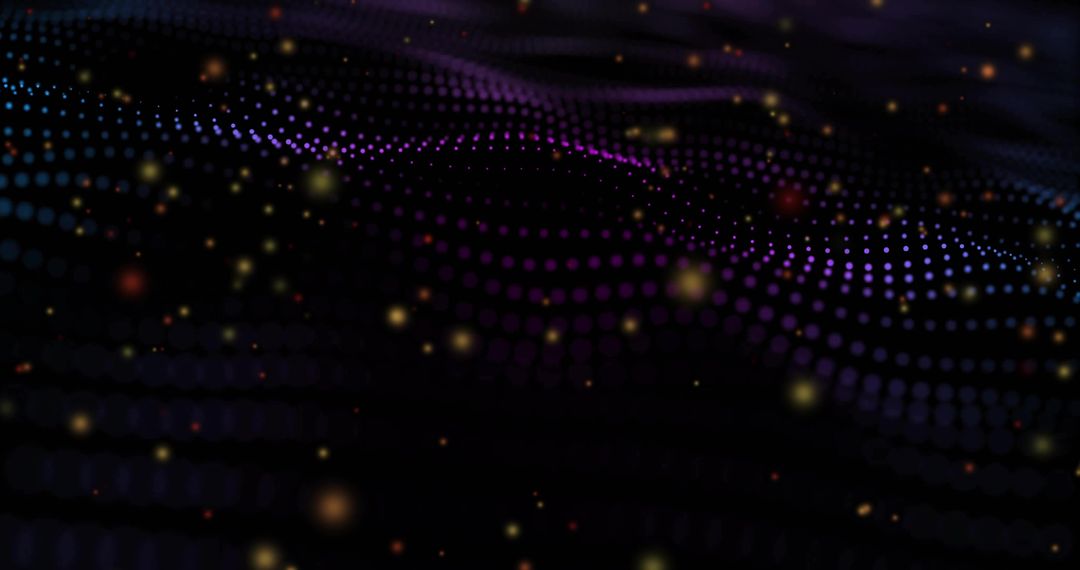 Glowing Neon Grid with Floating Particles in Digital Space