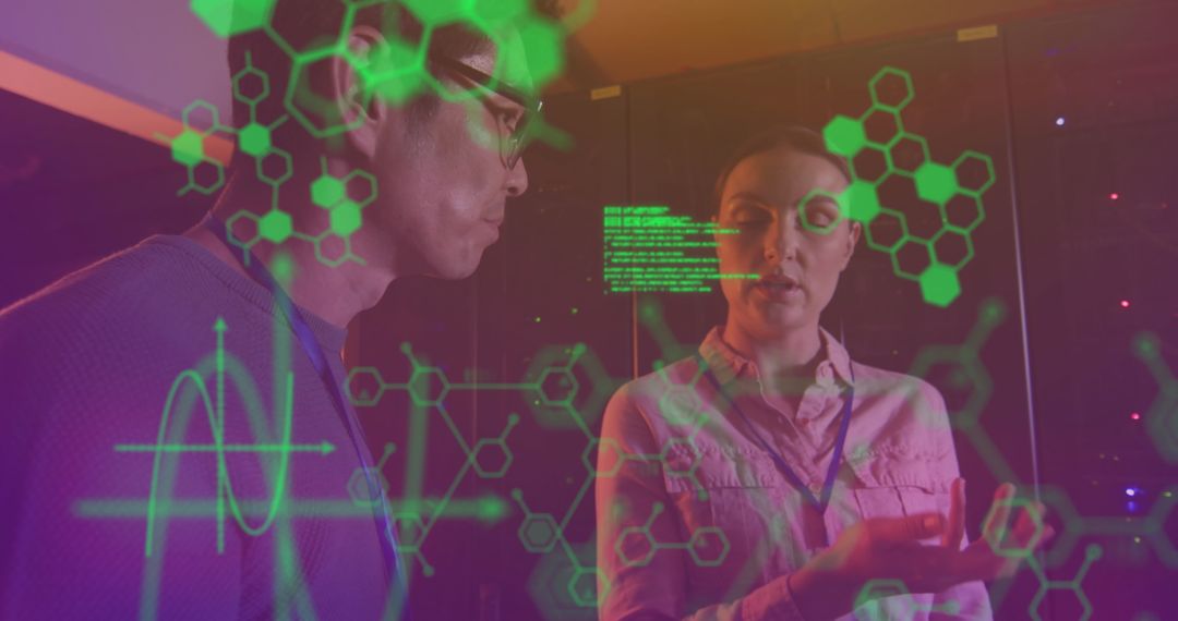 Diverse Tech Workers Enhancing Data Processing in Server Room