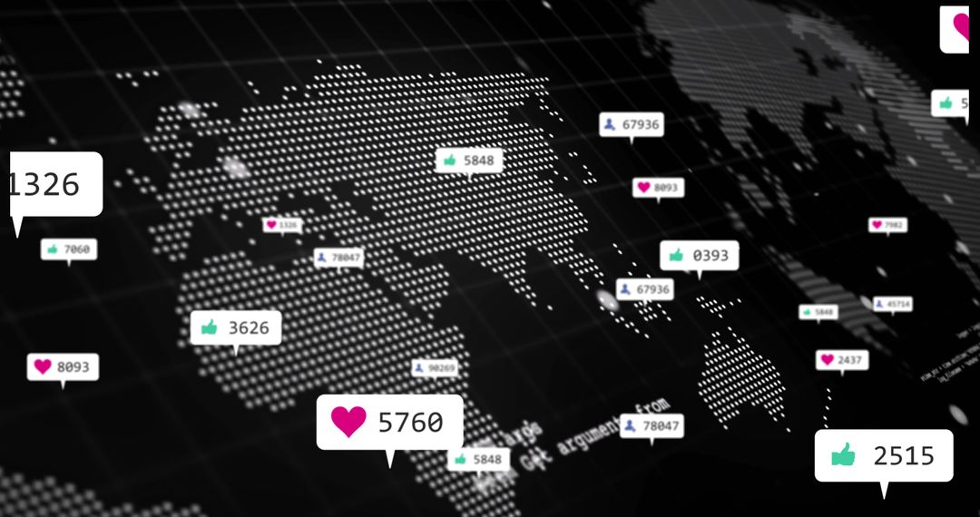 Digital World Map with Social Metrics Overlay