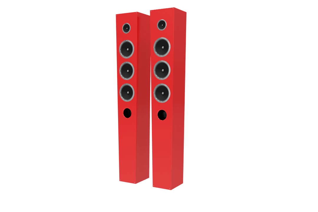Red Loudspeakers on Transparent Background for Entertainment Vector Design