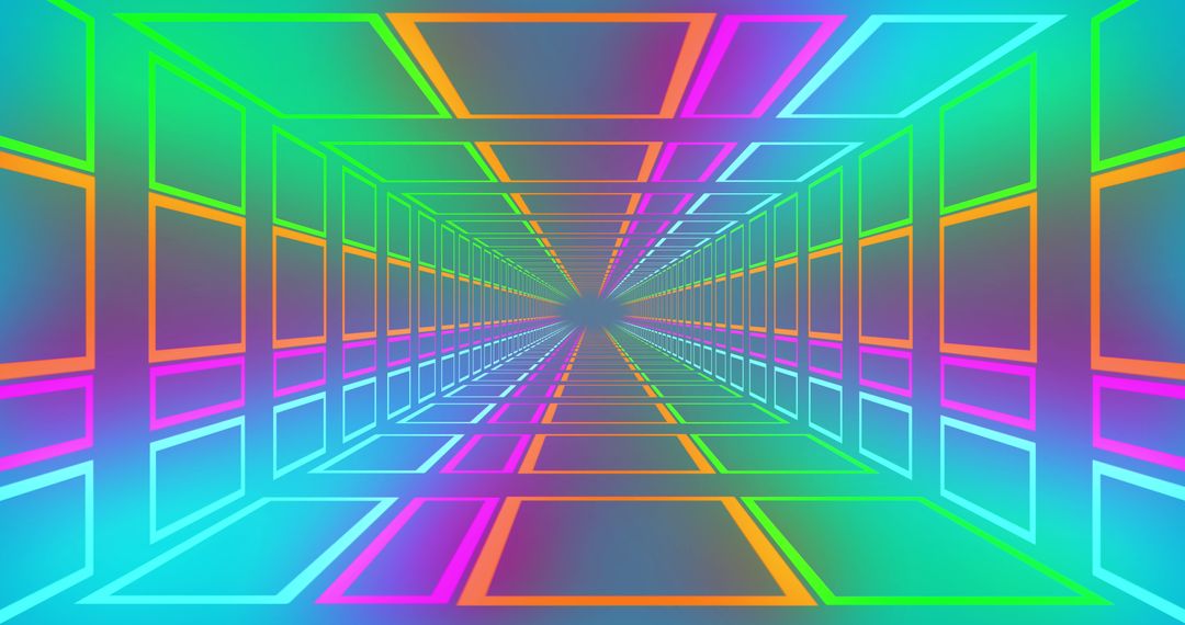 Vibrant Neon Geometric Tunnel Abstract Background