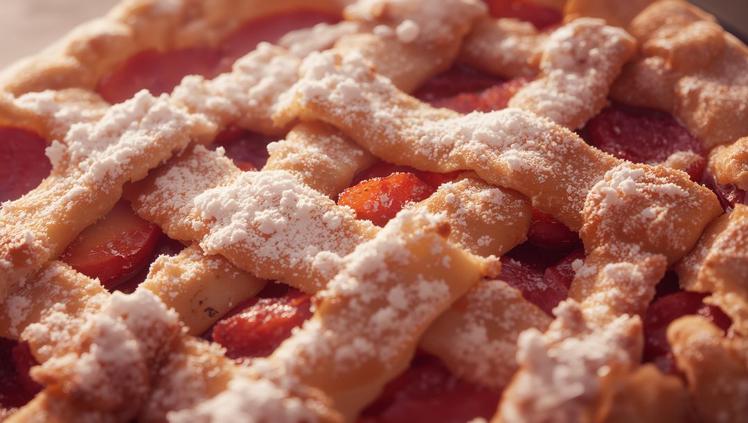 Rustic Lattice-topped Fruit Pie with Powdered Sugar Dusting
