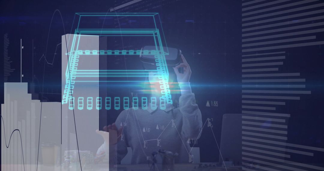 Woman Developing 3D Car Blueprint in Virtual Reality Environment