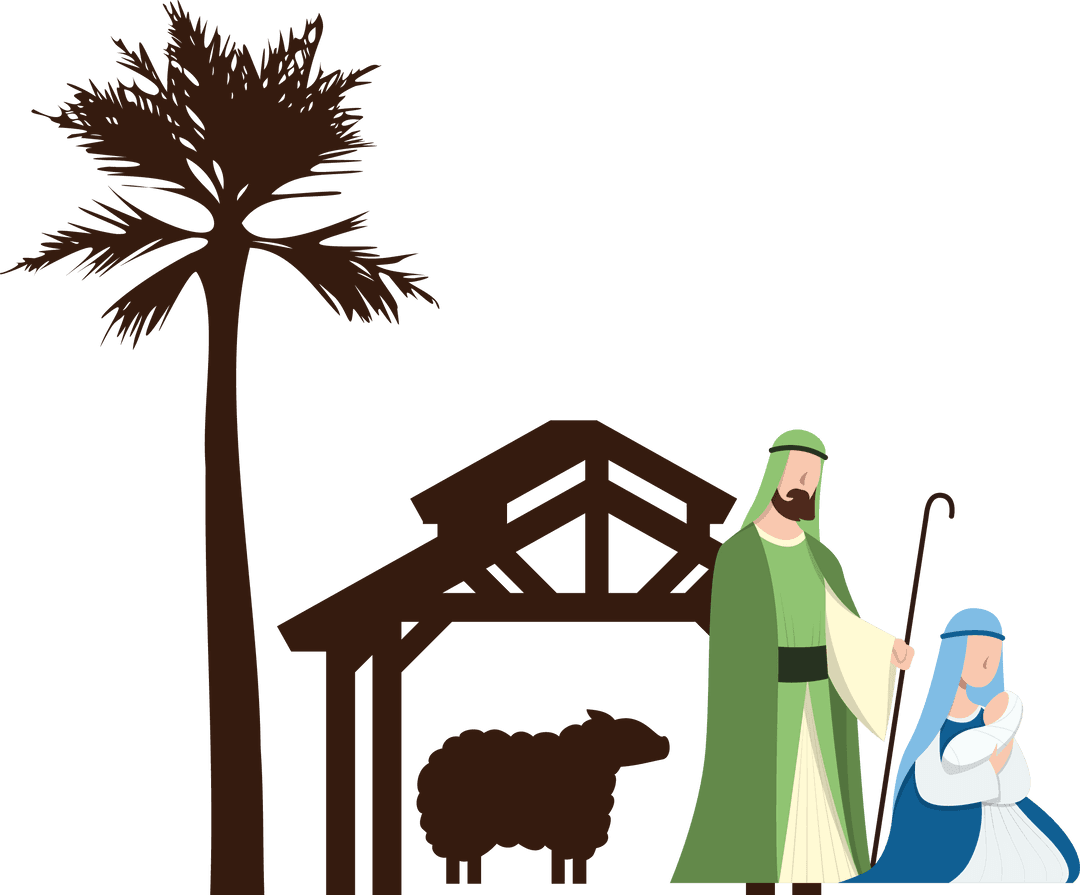 Traditional Nativity Scene with Transparent Background for Religious Design