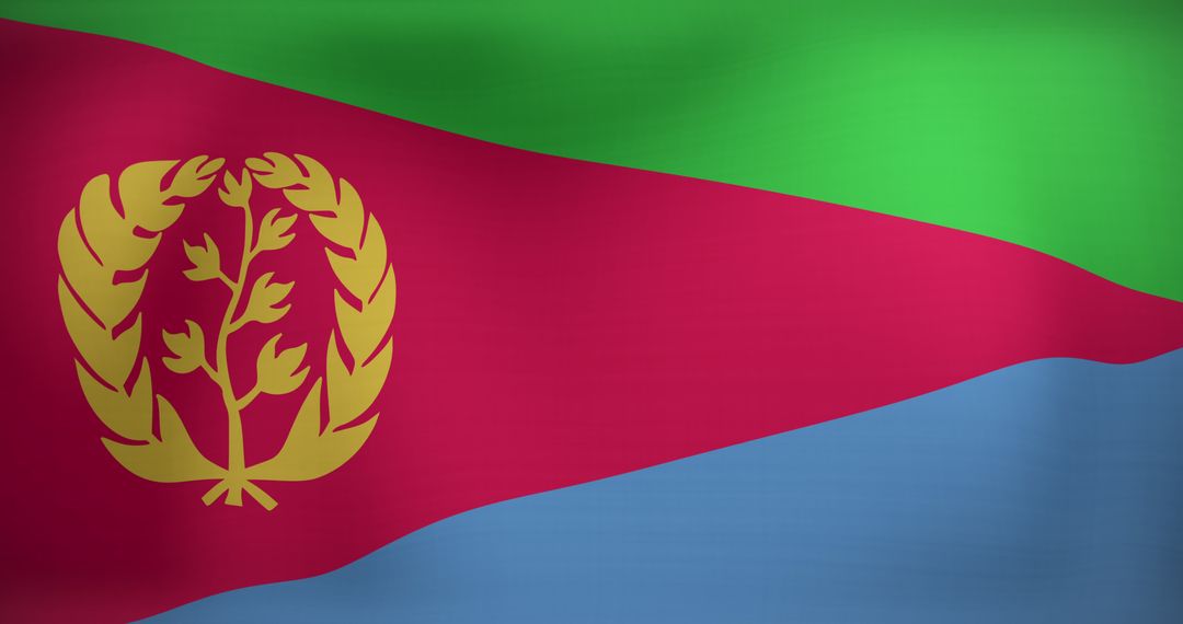 Eritrean National Flag Waving Against Clear Sky