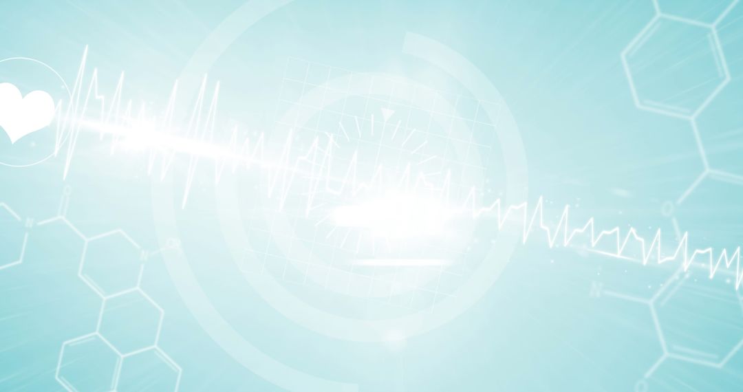 Futuristic Digital Display with Heart Rate and Molecular Graphics