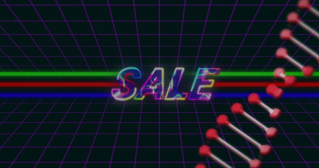 Retro Glitch Sale Text in Digital Cyberspace