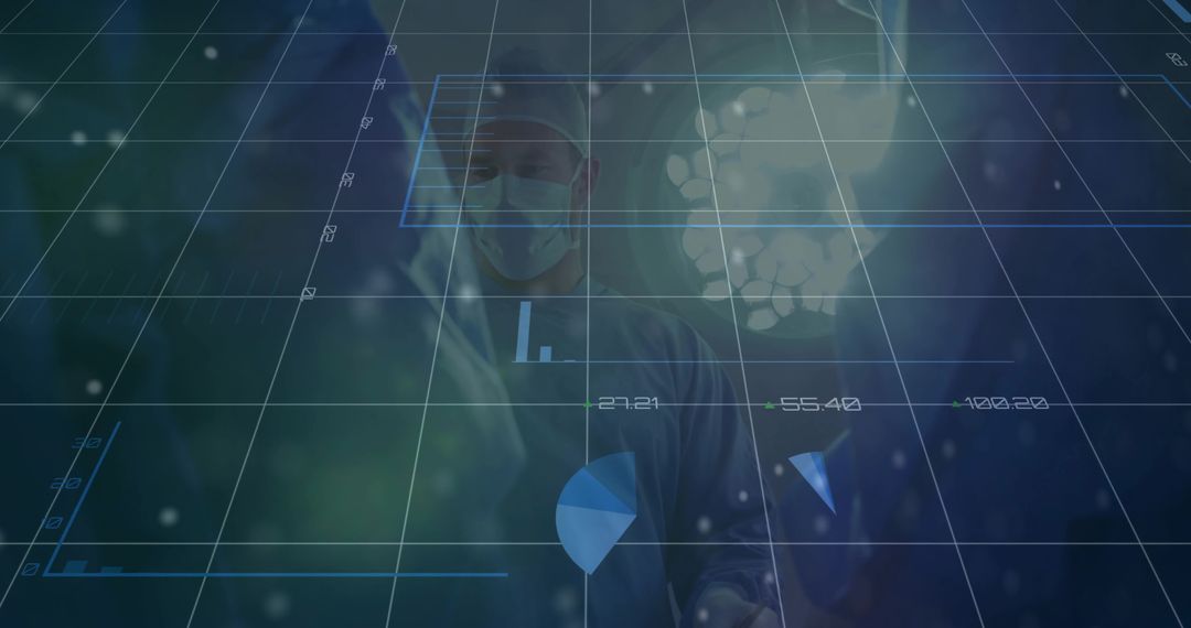 Surgeon Analyzing Digital Data on Virtual Interface in Operating Room