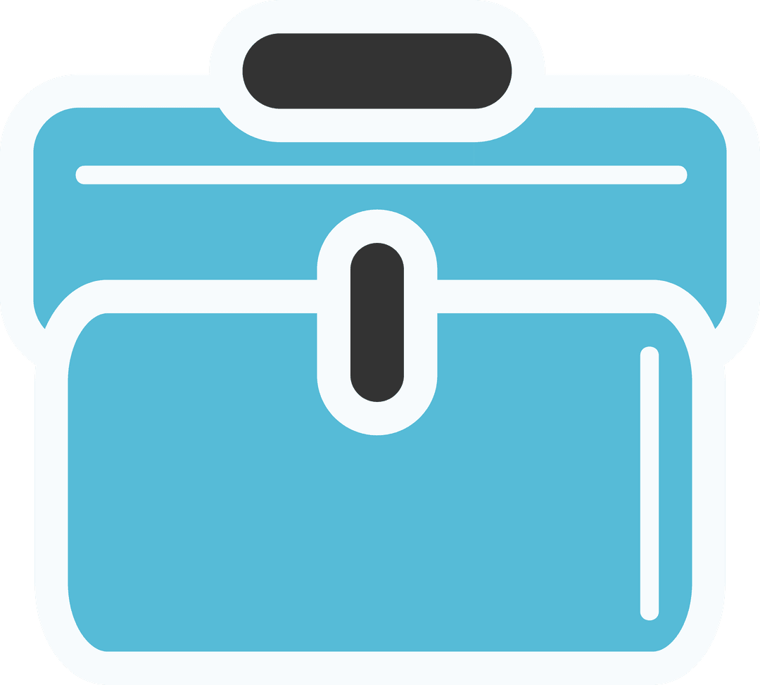 Minimalist Blue Briefcase Icon on Transparent Background