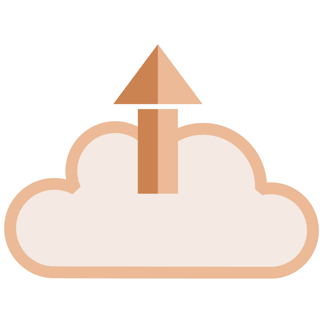 Transparent Cloud Icon with Upward Arrow Illustration