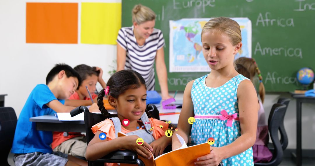 Diverse Children Team Work in Classroom Environment