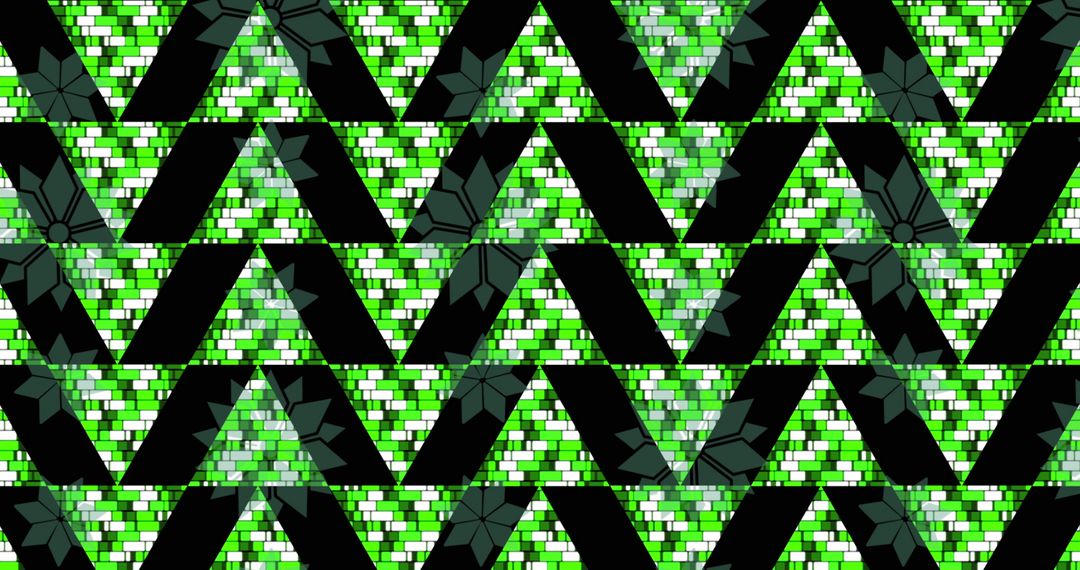 Geometric Green and Black Abstract Digital Art Pattern