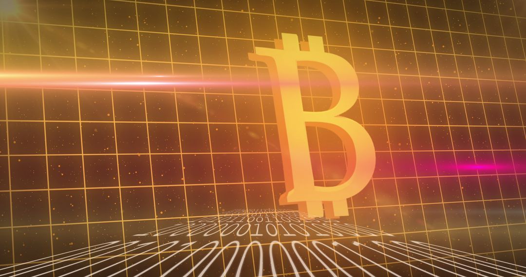 Abstract Bitcoin Symbol with Binary Code Background