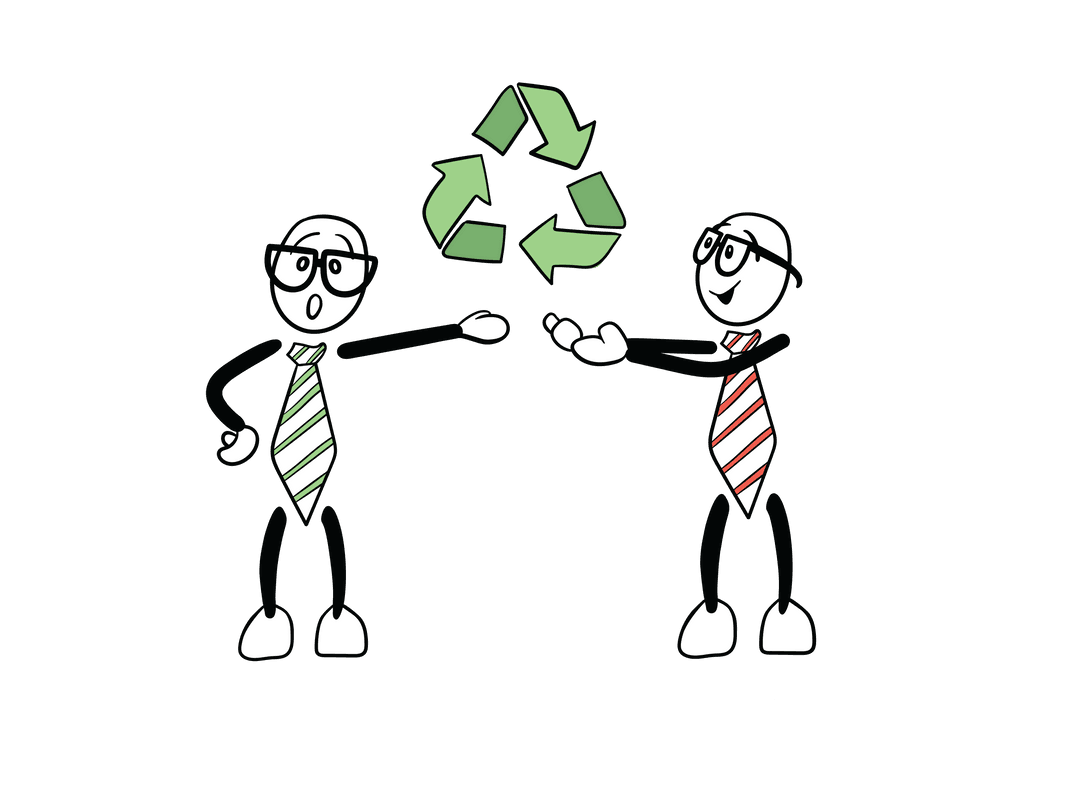 Cartoon Men Showcasing Recycler Symbol in Transparent Background