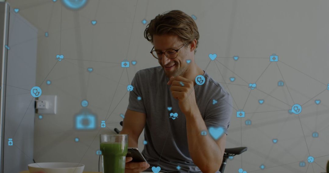 Man Engaging with Social Media Technology